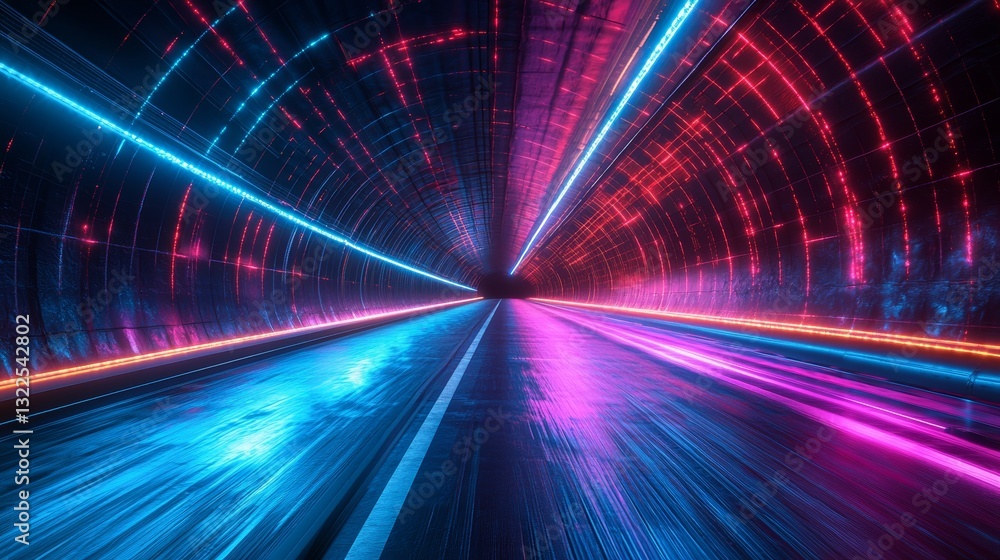 Poster speed light streaks left by car motion trails blur into fast-moving light effects, adding dynamic fl
