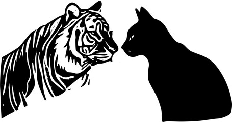 vector image of a cat and tiger