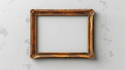 Thin Wooden Frame Mounted on White Wall with 4:3 Aspect Ratio