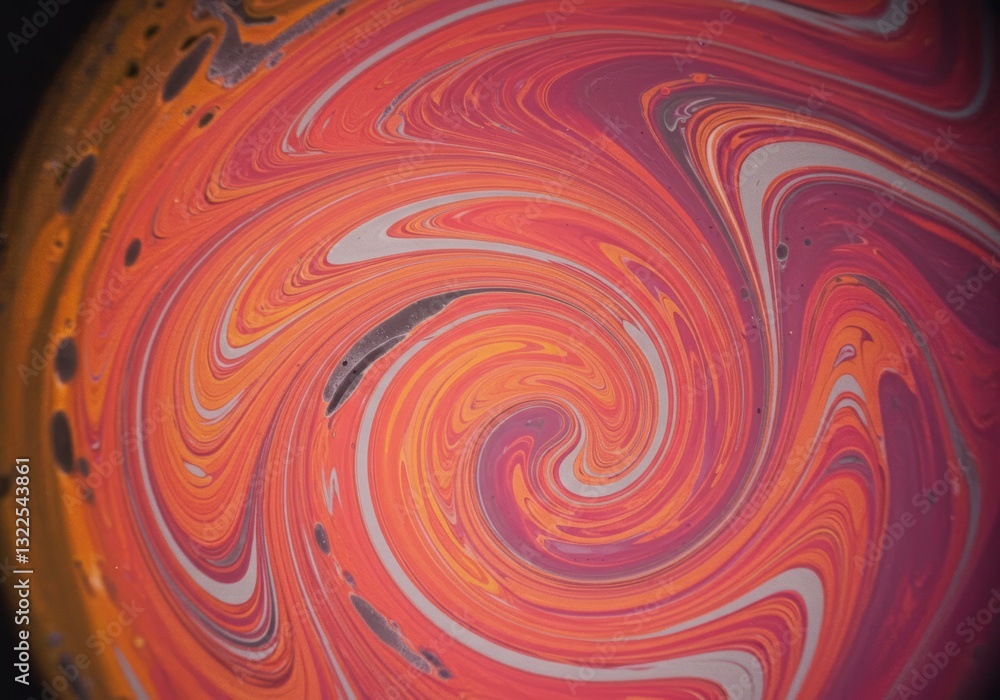 Poster vibrant swirling abstract art in red and orange hues with dynamic patterns
