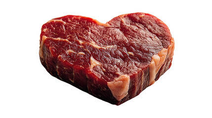 Fototapeta premium Love for Dinner: Heart-shaped raw beef, presented in a captivating visual that merges culinary artistry with romantic symbolism.