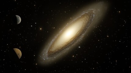 Fototapeta premium Spiral galaxy with planets.