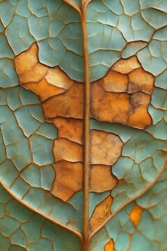 Detailed Leaf Macro Showing Veins, Texture, and Unique Color Pattern