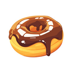 Boston Cream Donut Icon Vector Illustration – Delicious Donut Filled with Cream and Topped with Chocolate Glaze
