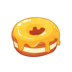 Boston Cream Donut Icon Vector Illustration – Delicious Donut Filled with Cream and Topped with Chocolate Glaze
