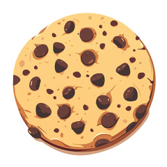 Chocolate Chip Cookie Cake Icon Vector Illustration – Classic Chocolate Chip Cookie Cake with a Soft, Chewy Texture
