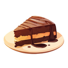Chocolate Ganache Cake Icon Vector Illustration – Rich and Decadent Chocolate Cake with Smooth Ganache
