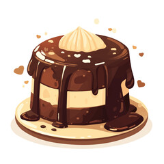 Chocolate Ganache Cake Icon Vector Illustration – Rich and Decadent Chocolate Cake with Smooth Ganache
