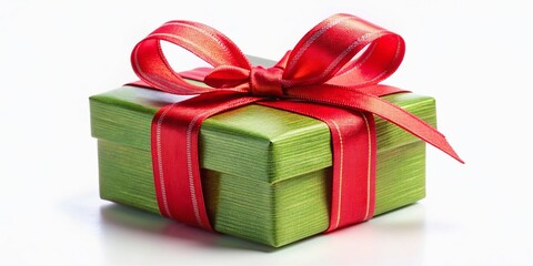 Beautifully Wrapped Gift Box with Red Ribbon - Festive Present, Holiday Surprise