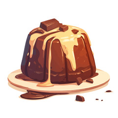 Chocolate Ganache Cake Icon Vector Illustration – Rich and Decadent Chocolate Cake with Smooth Ganache
