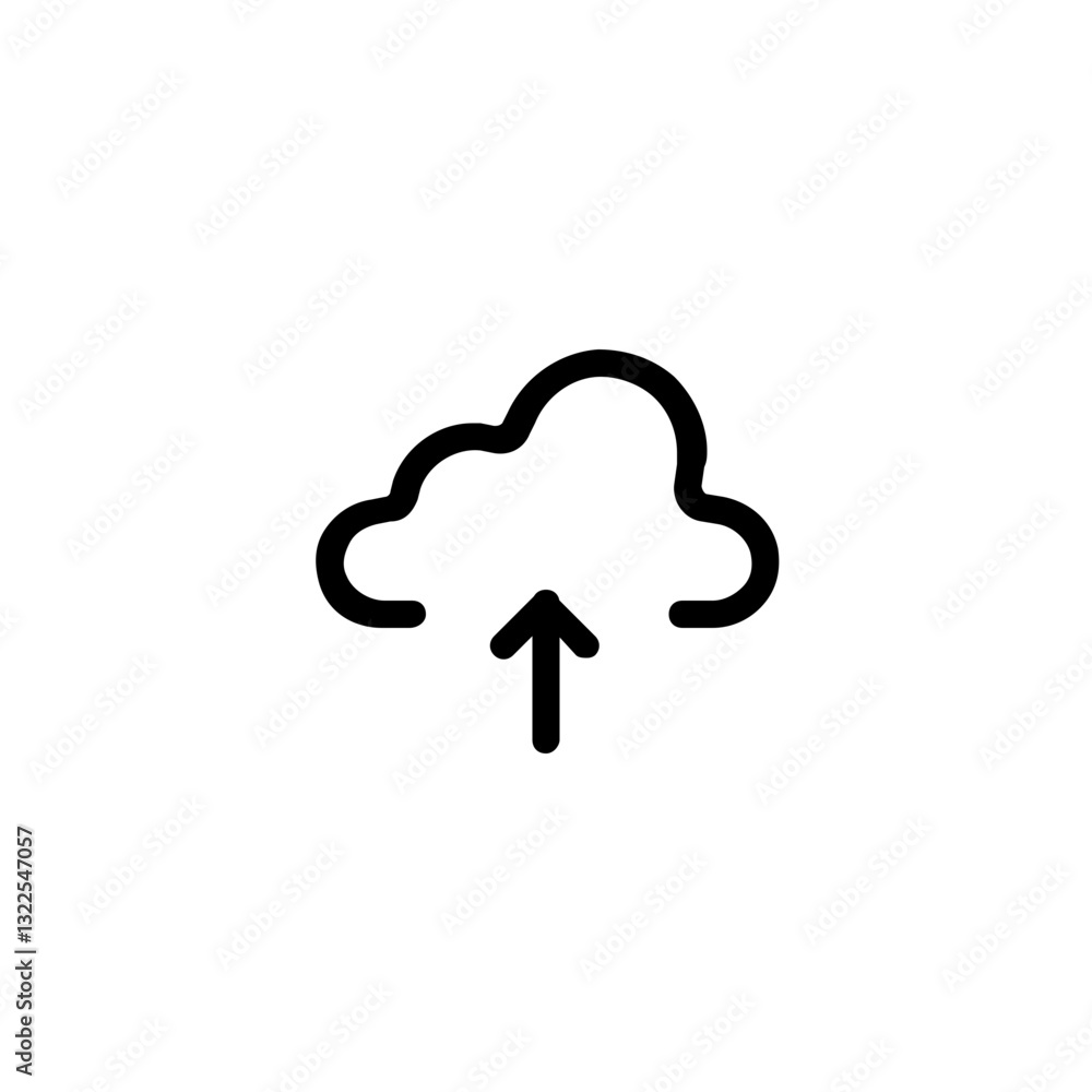 Poster seamless cloud upload, a simple arrow signifying effortless data transfer to the cloud, a clean mini