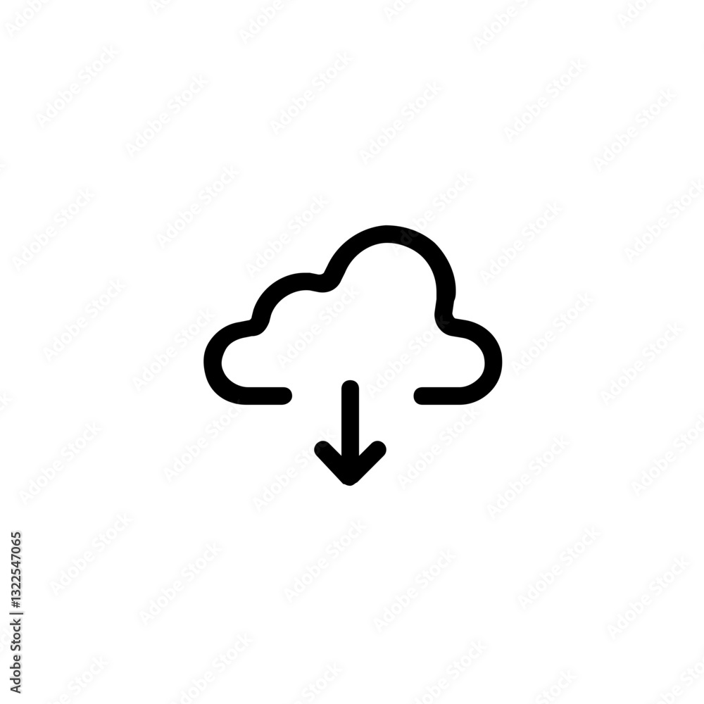 Poster effortless cloud download, a simple icon signifying seamless data transfer with clean lines and bold