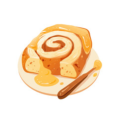 Cinnamon Roll Cake Icon Vector Illustration – Delicious Sweet Roll with Cinnamon and Icing
