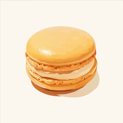 Coconut Macaron Icon Vector Illustration – Delicious, Tropical, and Sweet Coconut Macaron Design
