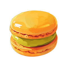 Coconut Macaron Icon Vector Illustration – Delicious, Tropical, and Sweet Coconut Macaron Design
