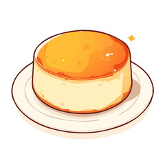 Cotton Cheesecake Icon Vector Illustration – Soft, Fluffy, and Light Japanese Cotton Cheesecake Design
