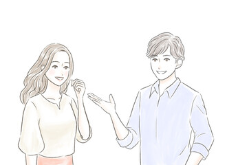 楽しく会話する男女