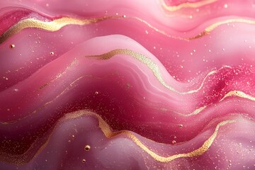 Fototapeta premium Wallpaper design featuring pink and gold abstract waves for a regal look
