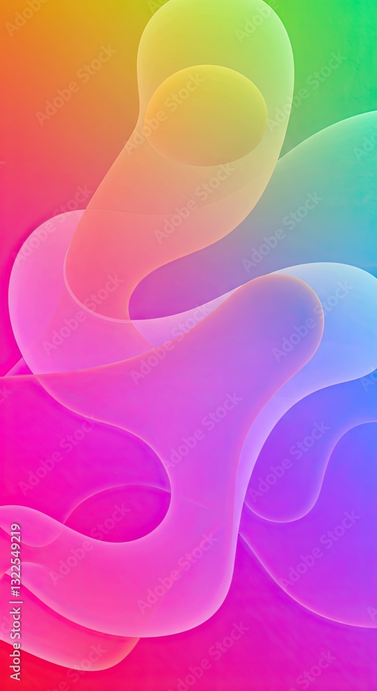 Poster vibrant abstract design with flowing colorful gradient shapes