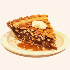 Delicious Pecan Pie Icon – Classic Sweet Treat Illustration  
