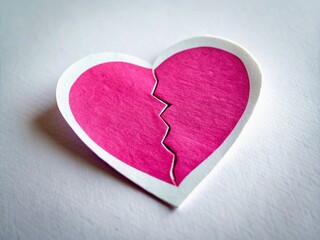 Obraz premium Broken Heart Pink Sticker Macro Photography - Unlucky Love Concept