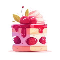 Delicate Raspberry Mousse Cake Icon – Elegant and Modern Dessert Illustration  
