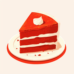Elegant Red Velvet Cake Icon – Minimalist and Stylish Dessert Illustration  
