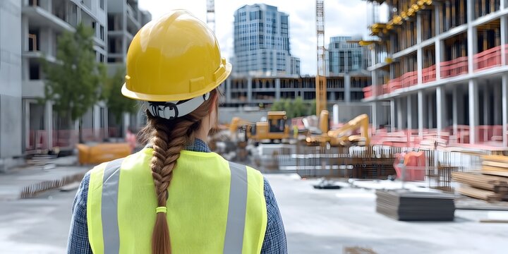 City planner overseeing construction site development urban area professional image outdoor setting perspective infrastructure planning