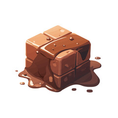 Minimalist Sacher Cube Icon – Elegant and Simple Chocolate Dessert Illustration  
