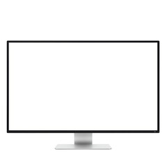 Computer monitor mockup. Pc template with blank screen. Silver desktop isolated on white or transparent background. PNG 
