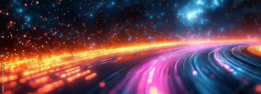 Poster connection speed and data transfer, illustrated abstractly with motion blur