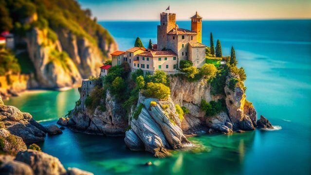 Charming Duino Castle on the Friulian Coast, Italy: Tilt-Shift Photography