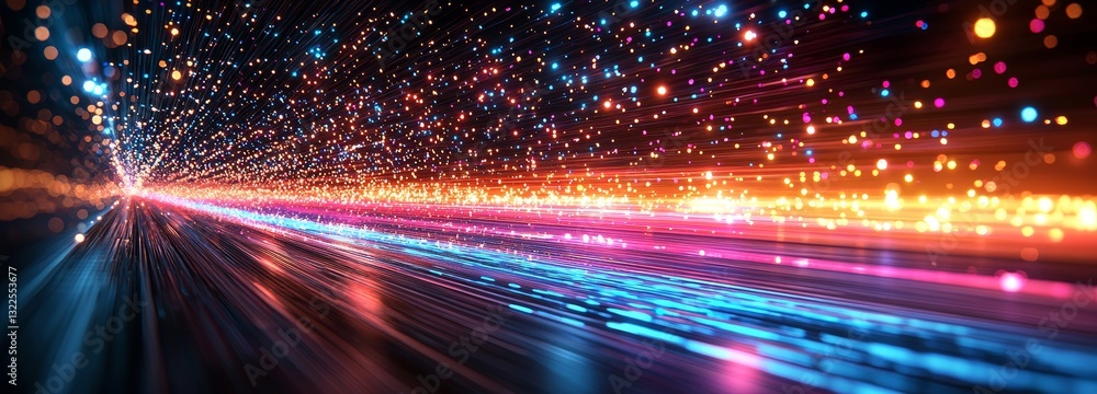 Poster an abstract representation of connection speed and data transfer, enhanced with motion blur