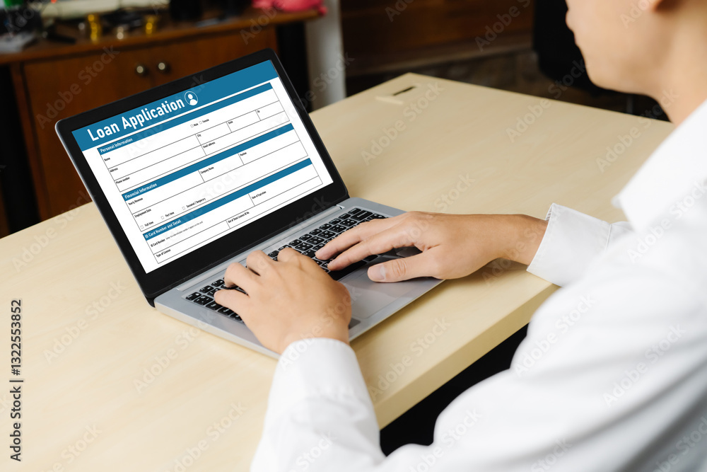 Poster online loan application form for modish digital information collection on the internet network
