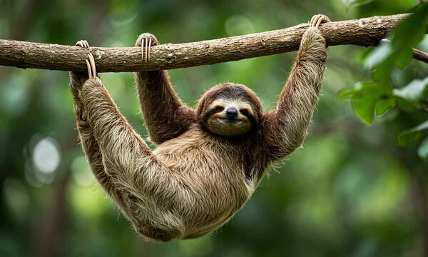 Animal watching around while holding on the tree