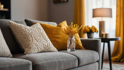 3D Illustration of a stylish living room interior in a luxury home