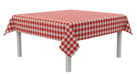 Table Red and White pattern Fabric isolated on transparent background, PNG 