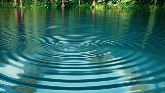 water ripple effect on calm lake reflecting nature with soft waves creating a peaceful and relaxing outdoor natural scene  