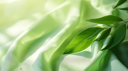 Obraz premium Vibrant Green Natural Background with Floral Leaves and Sun Light Shadows