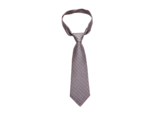 Grey necktie isolated on transparent background