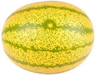 Ripe yellow melon isolated on transparent background