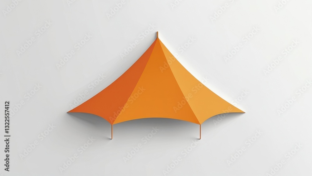 Poster minimalist orange geometric tent structure on white background modern architecture design simple con
