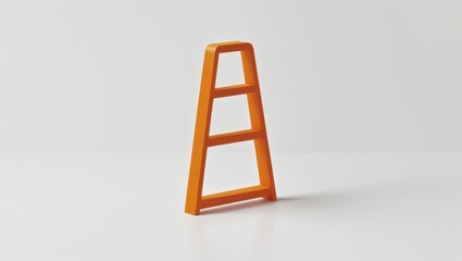 Orange Ladder Icon Minimalist Bold Design on White Background Symbolizes Ascent and Success