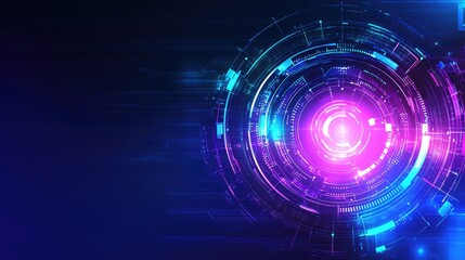 Obraz premium A bold, glowing tech logo with a cybernetic theme, representing futuristic computing, AI, and smart technology.