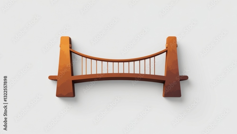 Poster rustic brown bridge icon with warm earthy tones on a white background simple isolated structure rend