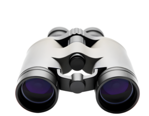 Black binoculars isolated on a transparent background