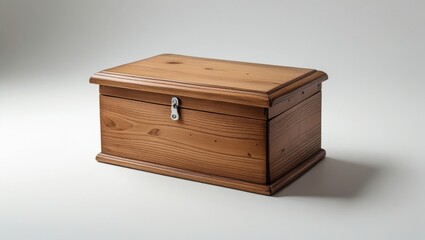 Rustic Wooden Recipe Box with Decorative Edge on White Backdrop Still Life Studio Shot