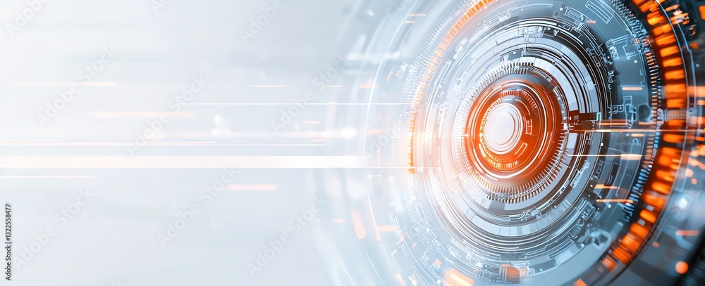 Poster a futuristic digital interface displaying intricate designs and illuminated elements, representing a
