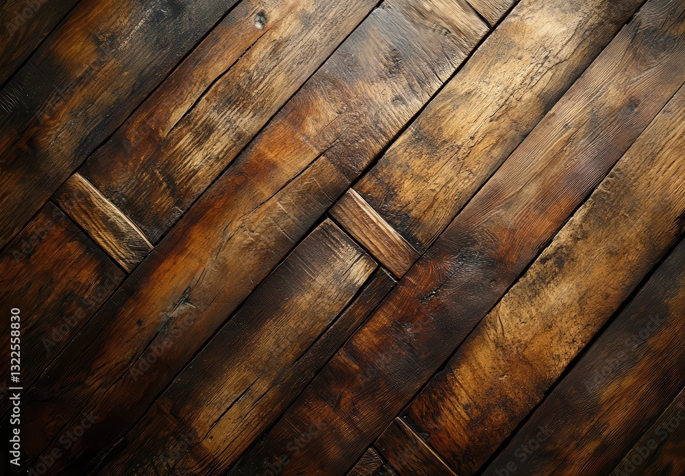 Poster rustic wooden background featuring aged dark brown planks arranged in a diagonal pattern ideal for t