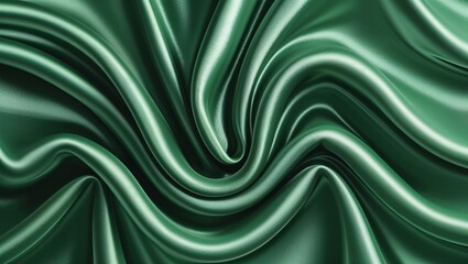 Obraz premium Elegant green silk fabric draping gracefully with smooth folds and soft shine under gentle light